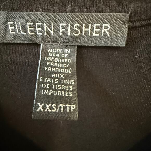 EILEEN FISHER Women's 3/4 Sleeve Mock Neck 1/2 Button Front Tunic Top Black XXS - Picture 9 of 9